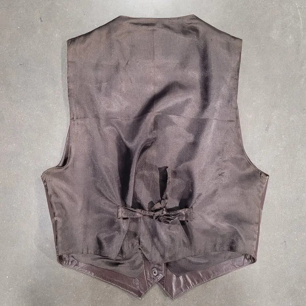 Saguaro West Trading‎ Co Vest Lg Brown Leather Western Cowboy Cowgirl Boho Ranch